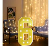 Gold Marquee Numbers Night Light,Battery Powered Party Decoration Large Light Up Pre-Cut Foam Board,Create A New Year Atmosphere(Number 6,2.3ft)