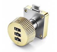 (Gold) Mechanical Combo Lock, 3-Digit Keyless Twist Knob for Cabinet & Drawer