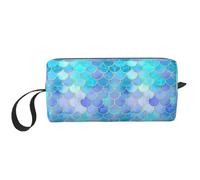 Gold Mermaid Scale Print Foam Padded Cosmetic Case Simple Organizer Pouch Lightweight Travel Bag for Space Saving