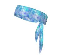 Gold Mermaid Scale Print Head Tie Headbands, Ninja Karate Tie, Athletic Sweatbands,Sweat Wicking Workout Head Band