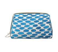 (Gold Mermaid Scale) Print Pu Leather Makeup Bag with Zipper Pocket Compact Organizer for Travel/Purse