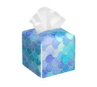 Gold Mermaid Scale Print Tissue Box Cover, Leather Tissue Holder Decorative Tissue Box Holder For Kitchen, Bathroom