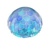 Gold Mermaid Scale Printed Bathing Cap, Dual Layer Hair Protector, Elastic Hair Cover For Washing Face, 10.6in/27cm