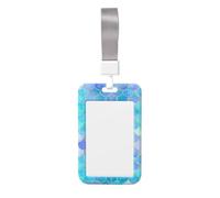 Gold Mermaid Scale Printed Id Card Badge Holder with Neck Strap Waterproof Name Card Holder Plastic Vertical Sleeve Pocket