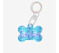 Gold Mermaid Scale Printing 1 Pc Dog Bone Shape Id Tags Double Sided with Key Ring Craft for Pets
