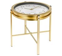 Gold Metal Analogue Clock Bedside Nightstand Side Coffee Living Room Table