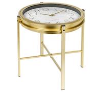Gold Metal Analogue Clock Bedside Side End Coffee Living Room Table