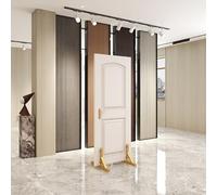 Gold Metal and Wooden Vertical Tile Sample Rack, Floor-Standing Display Holder for Ceramic and Stone Tiles, Compact Design for Easy Showcasing - Perfect for Showrooms and Retail Spaces