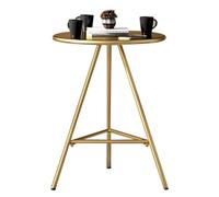 Gold Metal Bar Table, Bistro Table Round Cocktail Table, Tall Pub Table With Metal Frame - High Top Coffee Dining Table, All-Metal End Table