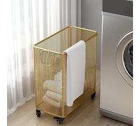 Gold Metal Basket with Wheels - Rolling Laundry Hamper Cart - Yoga Mat Storage Rack - Wire Basket with Wheels