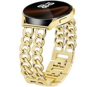 Gold Metal Bracelet Band Women 20mm Adjustable Single Chain Compatible with Samsung Galaxy Watch 7/6/5/4/Active 2/4 Classic/6 Classic/5 Pro/FE 40mm 42mm 43mm 44mm 45mm 46mm 47mm (No Case), A1 Gold