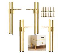 Gold Metal Cylindrical 15Cm Furniture Legs, Pack Of 4