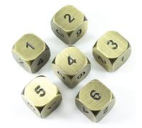Gold Metal D6 Dice - Set of Six, Antique Finish