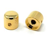 Gold Metal Dome Knobs for Fender Telecaster Guitar & Precision P-Bass (Set of 2) 1/4" Solid Shaft by VINTAGE FORGE | DK50US-GLD