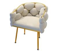 Gold Metal Frame Lounge Chair, Velvet Upholstered Dining & Office Desk Chair, Stylish Grid Design with Chic Backrest, Modern Home & Work Chair