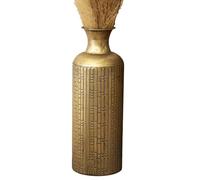 Gold Metal Large Floor Vase - 19x56x19cm Tall Embossed Geometric Design Bottle for Dried Flowers & Pampas