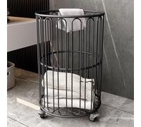Gold Metal Laundry Basket with WheelsMultifunctional Round Wire Storage Basket for Room & Bathroom 32x32x54cmStylish and Durable Laundry Organizer