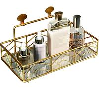 Gold Metal Over-The-Toilet Storage Rack Large Bathroom with High Guardrail - Wall-Mounted Space-Saving Solution for Bathroom Essentials Prevents Items from Falling