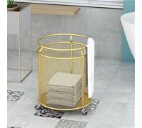 Gold Metal Rolling Laundry Basket Cart, Laundry Sorter Hamper with Wheels, Durable Storage Bin for Bathroom, Living Room, Closet, Bedroom - Stylish nization Solution