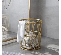 Gold Metal Rolling Laundry Basket Cart, Laundry Sorter with Wheels, Stylish Storage Hamper for Bathroom, Living Room, Closet, or Bedroom - Durable nizer Bin (Size: A)
