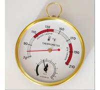 Gold Metal Sauna Thermometer Hygrometer, Wall Mounted Sauna Temperature Gauge with Fahrenheit Display, 70-210 ℉ Temperature and Humidity Monitor for Steam and Dry Rooms, 5.1 x 4.7 x 0.8 in