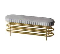Gold Metal Shoe Rack Bench Stylish Entryway Storage with 2 Layers Narrow Hallway Seat for Living Room Modern Design SpaceSaving Furniture