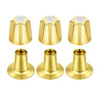 Gold Metal Shower Knobs 3 Pieces Replacement Compatible with Price/Pfister Verve Shower Faucet Handle 12 Teeth Hot and Cold Shower Knobs Trim Set Height 6cm Width 6cm (Polished Gold)