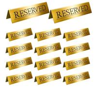 Gold Metal Tabletop Reserved Table Signs, Suitable for Weddings, Restaurants, Cafes, Birthday Parties, And Various Events, Double-Sided Tent Style1 Set (Each Set Contains 14 Pieces)
