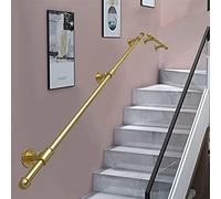Gold Metal Wrought Iron Handrail - 8ft Outdoor Staircase Grab Rail Banister Railing Support Kit Wall Balustrade Safety Bar Armrest for Steps & Decks