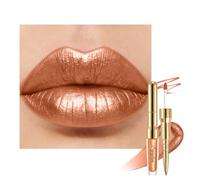 Gold Metallic Lipstick and Lip Liner Combo Glitter Lipsticks for Women
