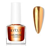 Gold Metallic Nail Polish - Mirror Dark Gold Nail Polish - Reflective Shine Chrome Nail Varnish - Long Lasting High Pigmented No Need UV Silky Smooth Nail Art Gifts for Women