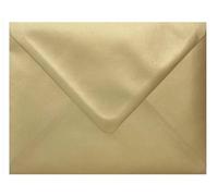 Gold Metallic Pearl Envelopes, 15 Pack, Luxury Shimmer Finish, Gummed Seal, for Wedding Invitations, Events, Christmas and Greetings Cards (C6-114mm x 162mm)