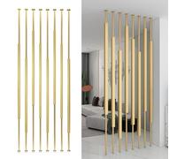 Gold MetalPartition - 5/8 Pcs Floor-to-Ceiling Decorative Dividers with Adjustable Feet Office Column Pillars 270cm/106in for Enhanced Space Privacy