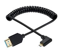 Gold Micro HDMI to HDMI 2.1 Coiled Cable, 8K@60Hz 4K@120Hz 48Gbps(1.2M) | Ultra Thin Hdmi Male to Micro Hdmi Male Spring Cable, Support Dynamic HDR, for Digital Camera, Video HD Call, Game.(Right)