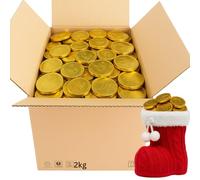 Gold Milk Chocolate Coins Bulk Bag - Foil Wrapped Chocolate Money for Kids, Christmas Stocking Filler, Birthday Pinata, Trick or Treat, Party & Visitor Treats (2kg)