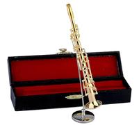 Gold Miniature Saxophone - Brass Collectible Music Instrument with Holder and Box | Elegant Multipurpose Figurine for Display, Detailed Ornament for Decoration Kids Adults Birthday Christmas
