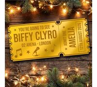 Gold Mirror Acrylic Golden Ticket Any Band Concert Show Personalised Any Text Voucher | Custom Surprise Reveal Voucher Ticket | Announcement Greeting Card | Note Card