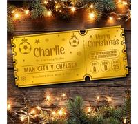 Gold Mirror Acrylic Golden Ticket Any Football Game match Xmas Personalised Any Text Voucher | Custom Surprise Reveal Voucher Ticket | Announcement Greeting Card | Note Card