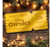 Gold Mirror Acrylic Golden Ticket Any Kids Christmas Theatre Show Personalised Any Text Voucher | Custom Surprise Reveal Voucher Ticket | Announcement Greeting Card | Note Card