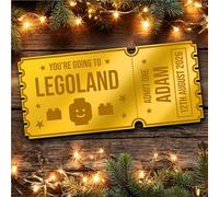 Gold Mirror Acrylic Golden Ticket Surpise Kids Any Day Out Personalised Any Text Voucher | Custom Surprise Reveal Voucher Ticket | Announcement Greeting Card | Note Card