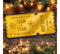 Gold Mirror Acrylic Golden Ticket Surprise Football Match Any Game Personalised Any Text Voucher | Custom Surprise Reveal Voucher Ticket | Announcement Greeting Card | Note Card