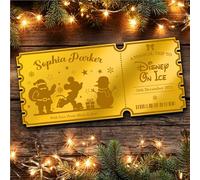 Gold Mirror Acrylic Golden Ticket Theatre Musical Kids Show Surprise Personalised Any Text Voucher | Custom Surprise Reveal Voucher Ticket | Announcement Greeting Card | Note Card