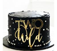 Gold Mirror Acrylic Two Wild Cake Topper,2nd Birthday Cake Topper,2nd Birthday Decorations For Girl Boy,2 Year Old Anniversary Celebration Theme Party Supplies