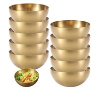 Gold Mixing Bowls, 10PCS 5 Inch Stainless Steel Serving Bowls Non Slip Easy to Clean for Salad Rice Noddle Snack Fruit Cereal Snack Appetizer, Serving