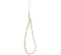 Gold Mobile Phone Lanyard, Metal Chain Pearl Beaded Phone Charms Lanyard Strap Universal Chain, Wrist Strap Anti Lost Charm Decorations Charm Keychain