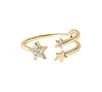 Gold Moissanite Engagement Ring, Womens Wedding Ring Vintage 14K Yellow Gold Round Shape Star with Jewelry Box Size T 1/2