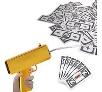Gold Money Gun Shooter with 100pcs Prop Money Cash Gun Shoot Make It Rain Money Guns Fake Guns Play Toys for Party