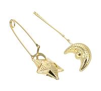 Gold Moon and Star Tea Infuser Stainless Steel Long Grip Spoon Moon Star Shaped Tea Filter with Handle Tea Strainer for Loose Leaf Tea