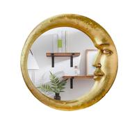 Gold Moon Mirror Wall Decor - 8.66inch Creative Moon And Face Design Mirror, Vintage 90s Wall-Mounted Mirrors, Bathroom Mirrors For Over Sink, For Bedroom Kitchen Apartment Living Room Dormitory