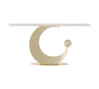 Gold Moon Shape Foyer Table for Entryway - Carbon Steel Console Table for Living Room Hallway & Office - Stylish Small Sofa Accent Table (120x30x85cm)